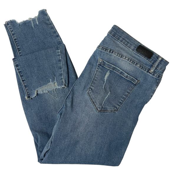 Nicole Miller (12) Soho High Rise Ankle Skinny Jeans Mid Wash Distressed Raw Hem - Picture 8 of 12